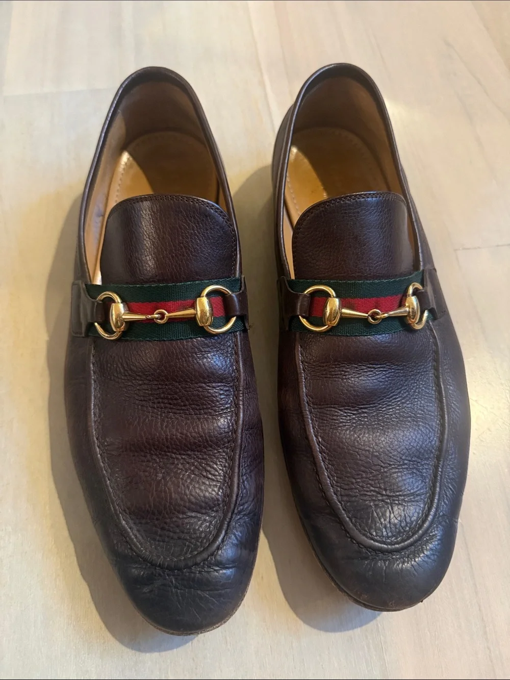 Men’s Gucci Brown Leather Horsebit Loafers Size 8 1/2